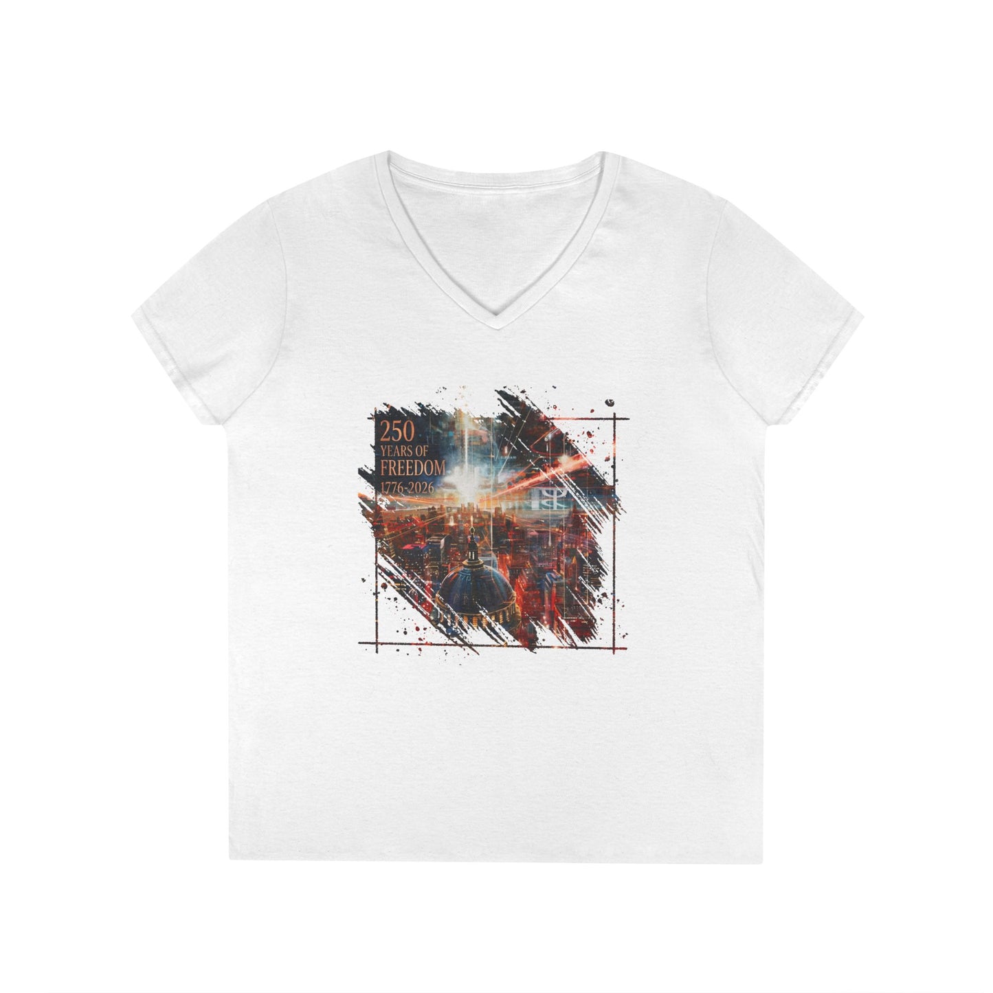 250 Years of Freedom 1776-2026 Independence Day USA Women's V-Neck Tee