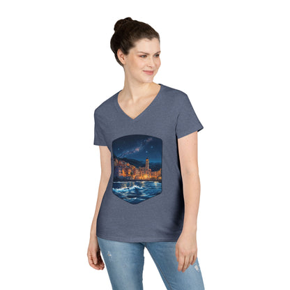 The Lightening City At The Coast Women's V-Neck Tee