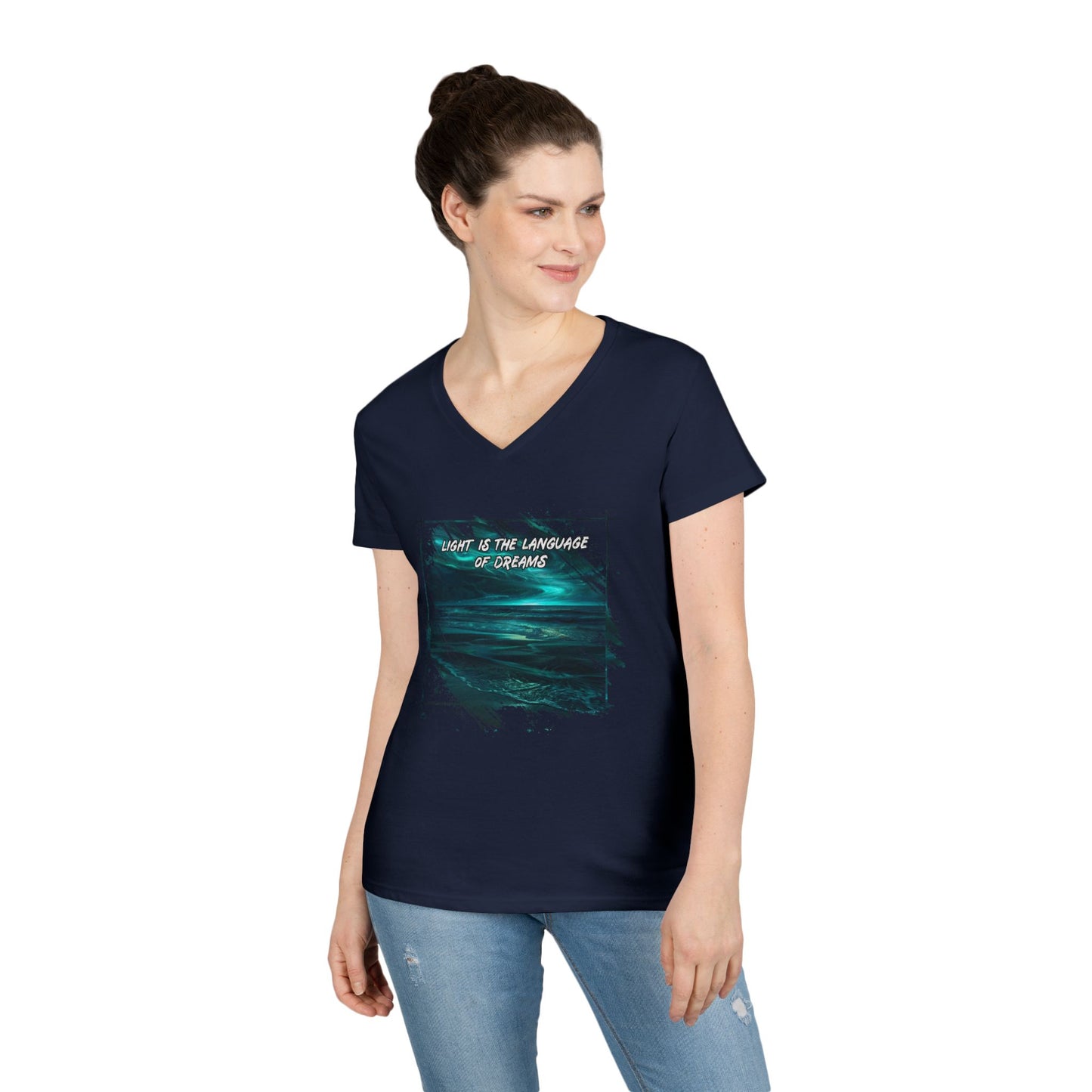 Light is The Language of Dreams Women's V-Neck Tee