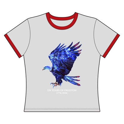 250 Years of Freedom 1776-2026 Independence Day USA Women's Ringer Tee