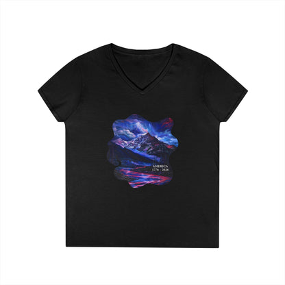 America 1776-2026 Independence Day USA Women's V-Neck Tee