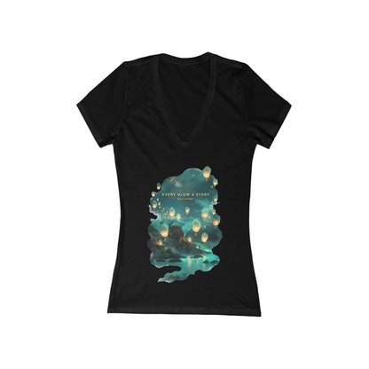 Every Glow a Story Tells a Story Women's Deep V-neck Tee