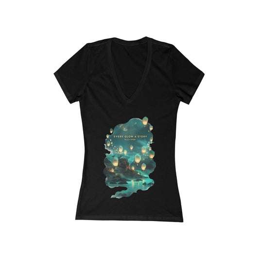 Every Glow a Story Tells a Story Women's Deep V-neck Tee