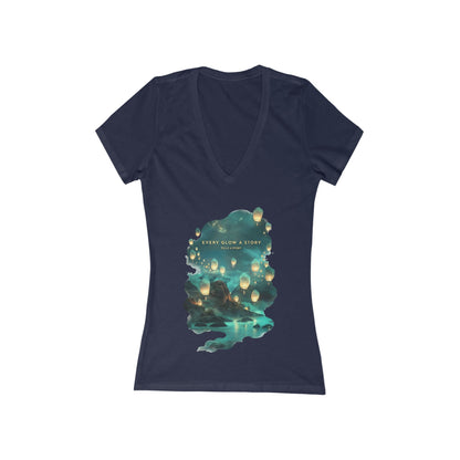 Every Glow a Story Tells a Story Women's Deep V-neck Tee