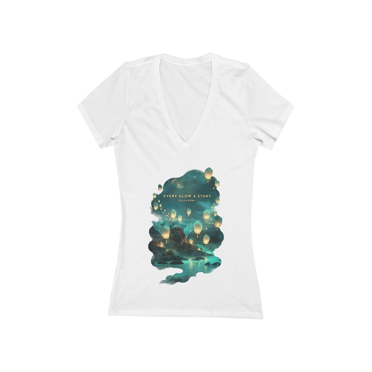 Every Glow a Story Tells a Story Women's Deep V-neck Tee
