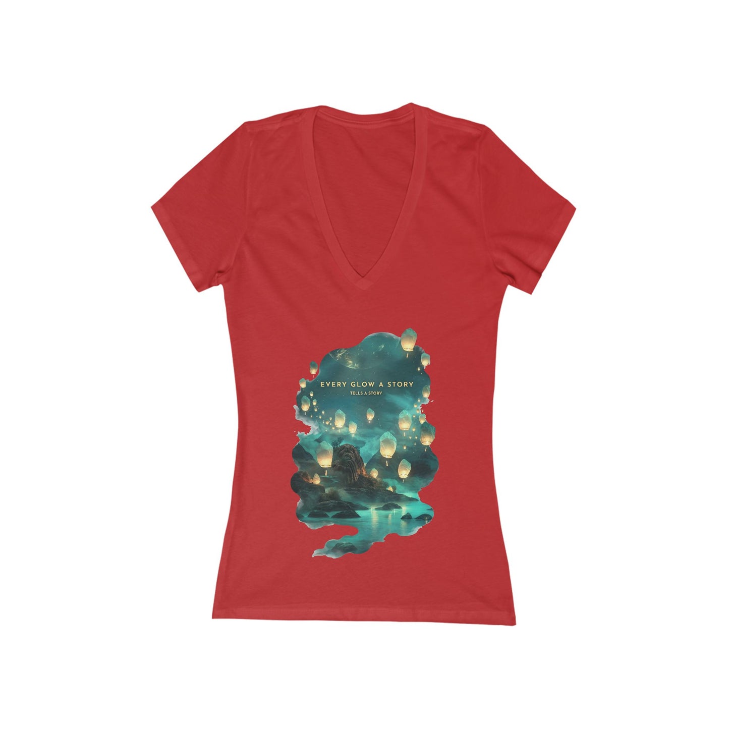 Every Glow a Story Tells a Story Women's Deep V-neck Tee