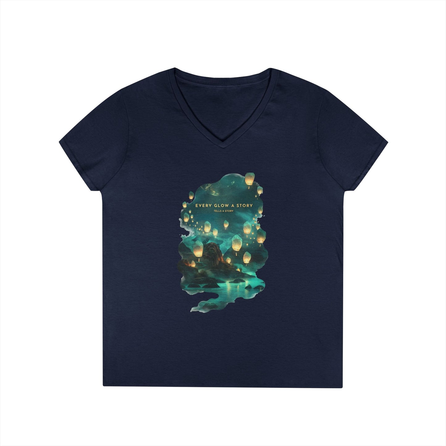 Every Glow a Story Tells a Story Women's V-Neck Tee