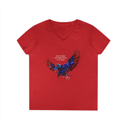 250 Years of Freedom 1776-2026 Independence Day USA Women's V-Neck Tee