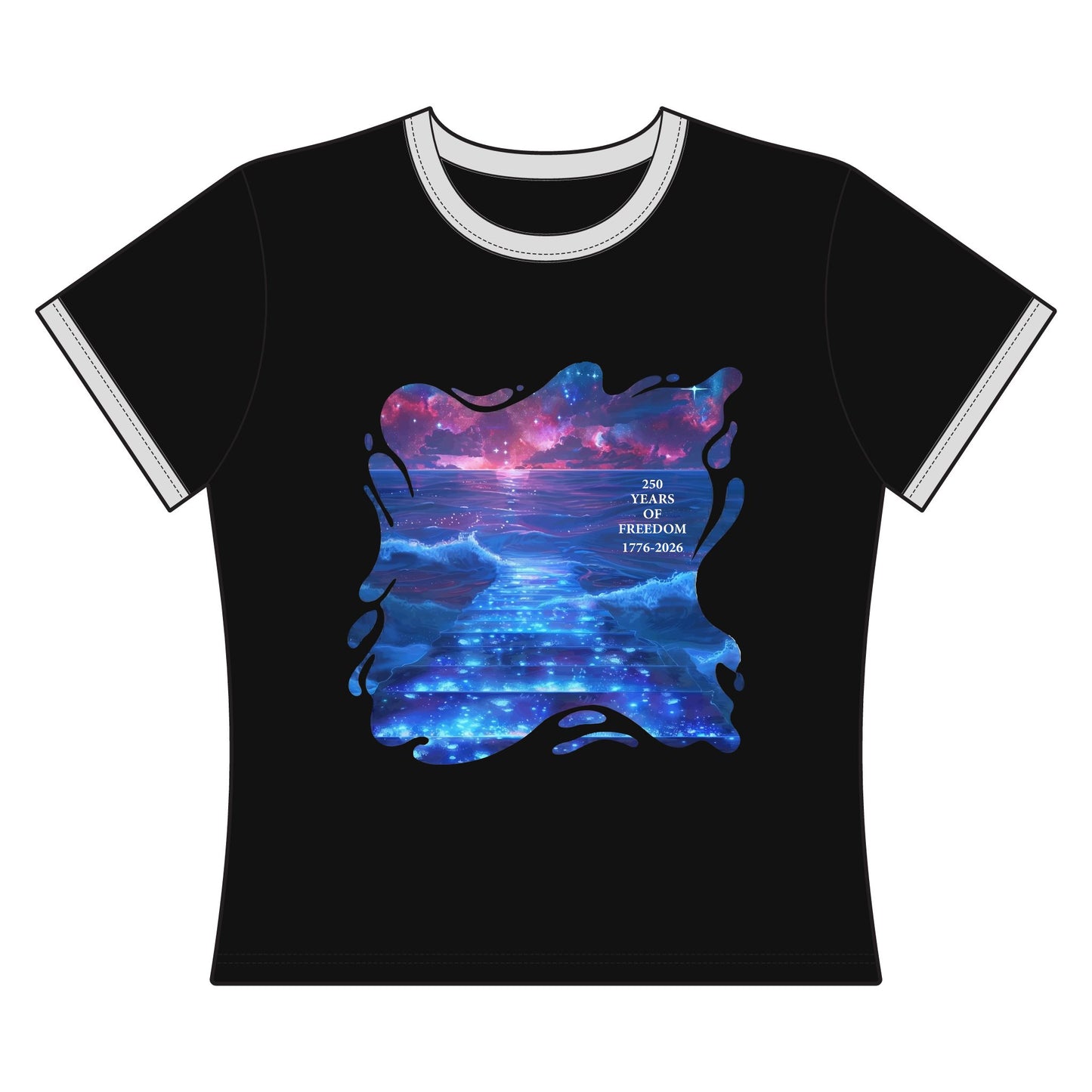 250 Years of Freedom 1776-2026 Independence Day USA Women's Ringer Tee