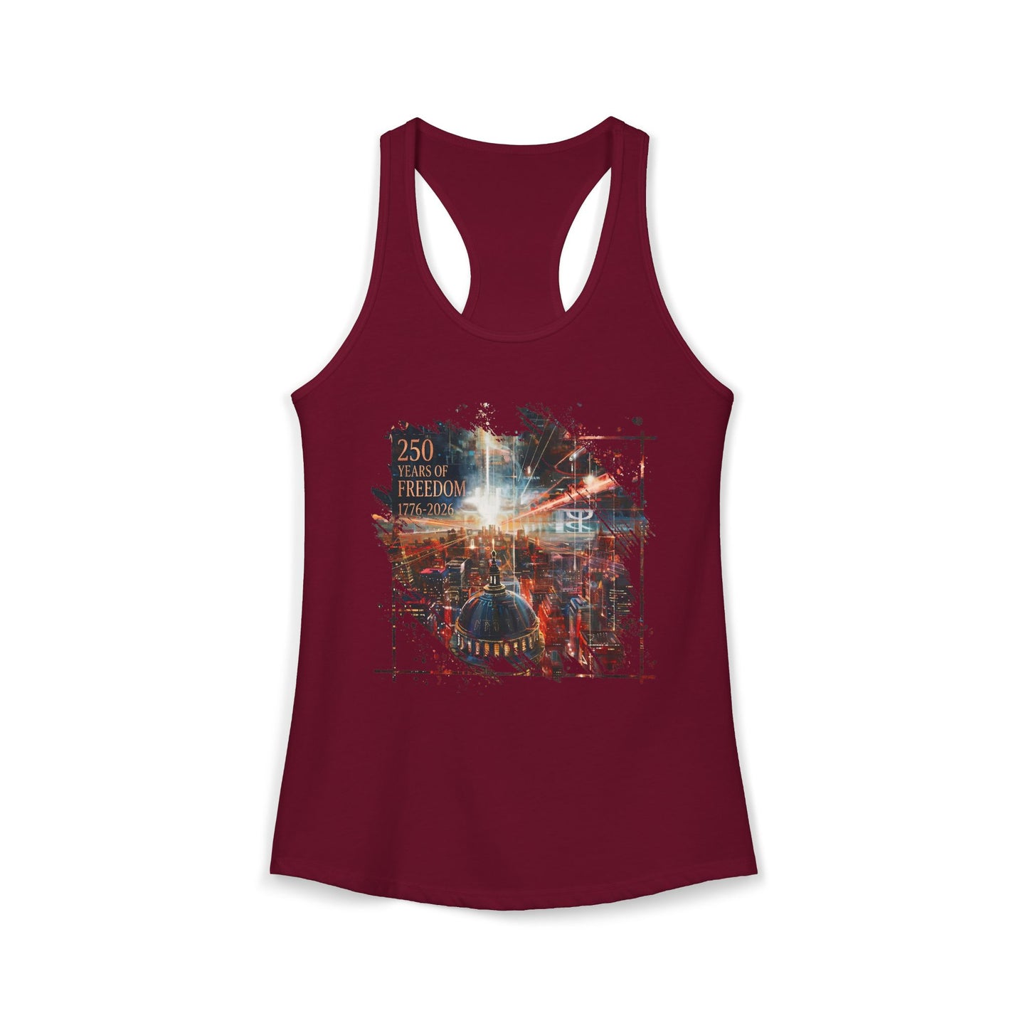 250 Years of Freedom 1776-2026 Independence Day USA Women's Ideal Racerback Tank