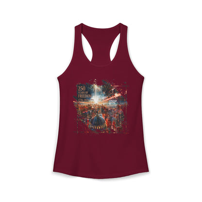 250 Years of Freedom 1776-2026 Independence Day USA Women's Ideal Racerback Tank