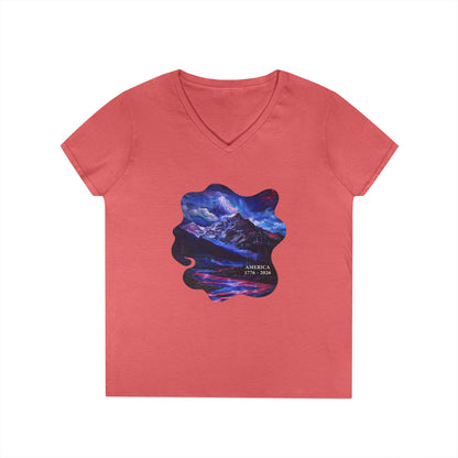 America 1776-2026 Independence Day USA Women's V-Neck Tee