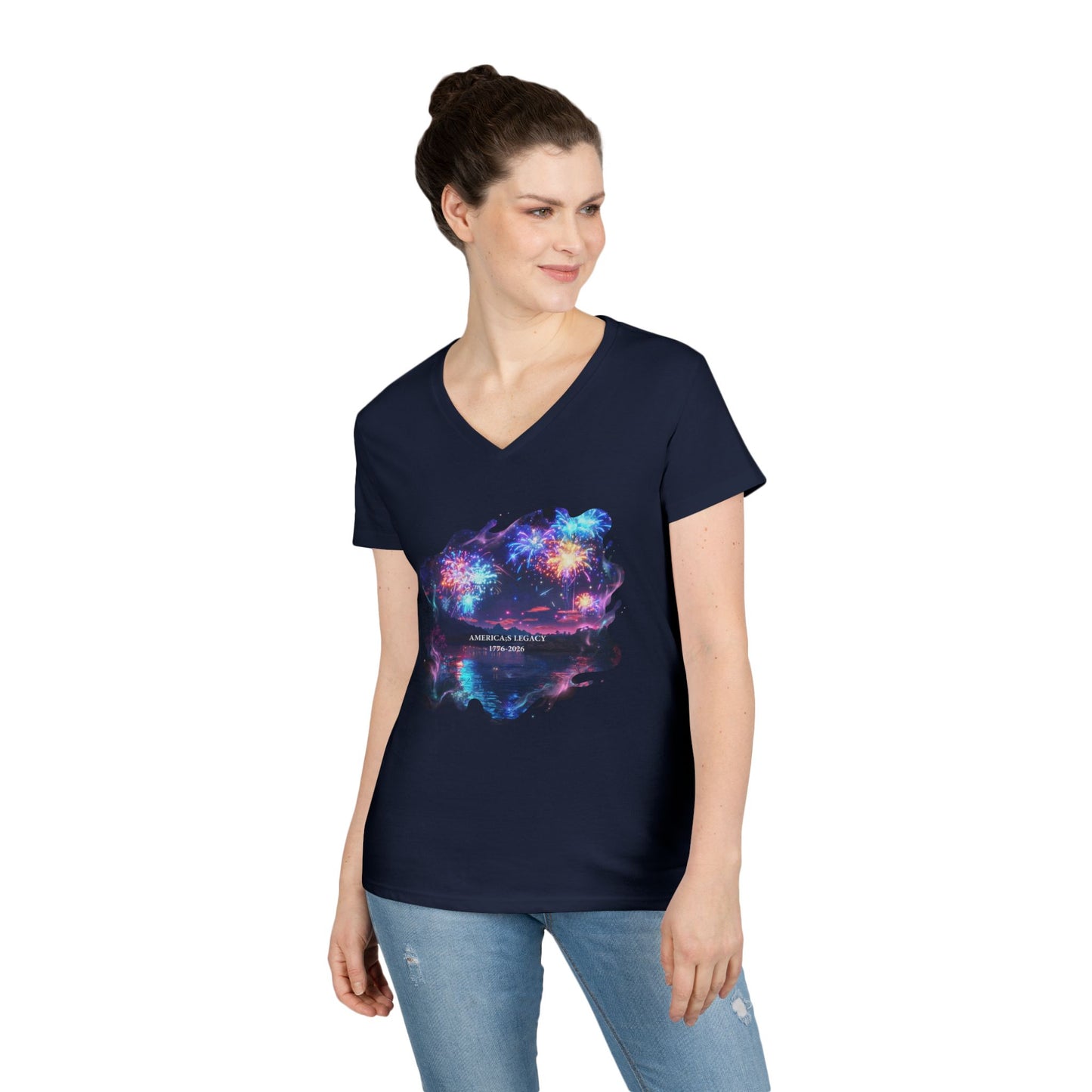 America's Legacy 1776-2026 Independence Day USA Women's V-Neck Tee