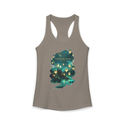 Every Glow a Story Tells a Story Women's Ideal Racerback Tank