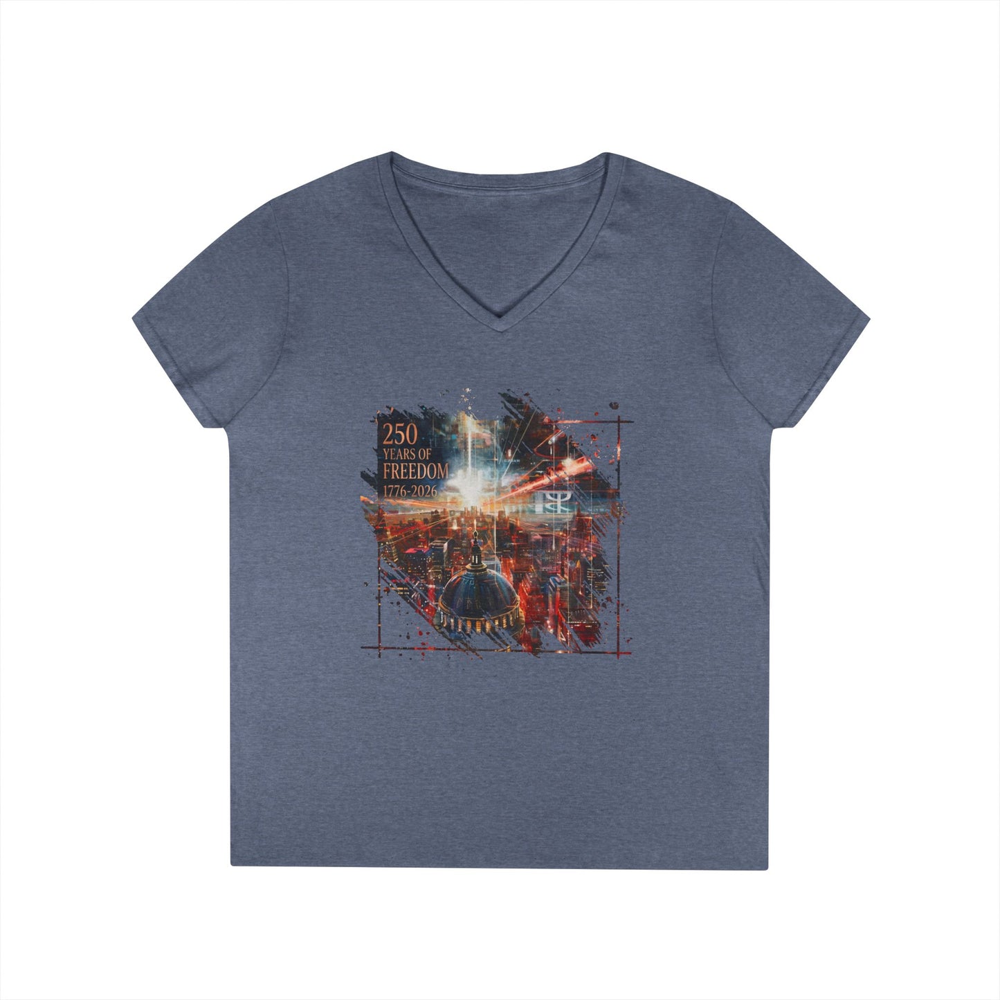 250 Years of Freedom 1776-2026 Independence Day USA Women's V-Neck Tee