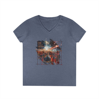 250 Years of Freedom 1776-2026 Independence Day USA Women's V-Neck Tee