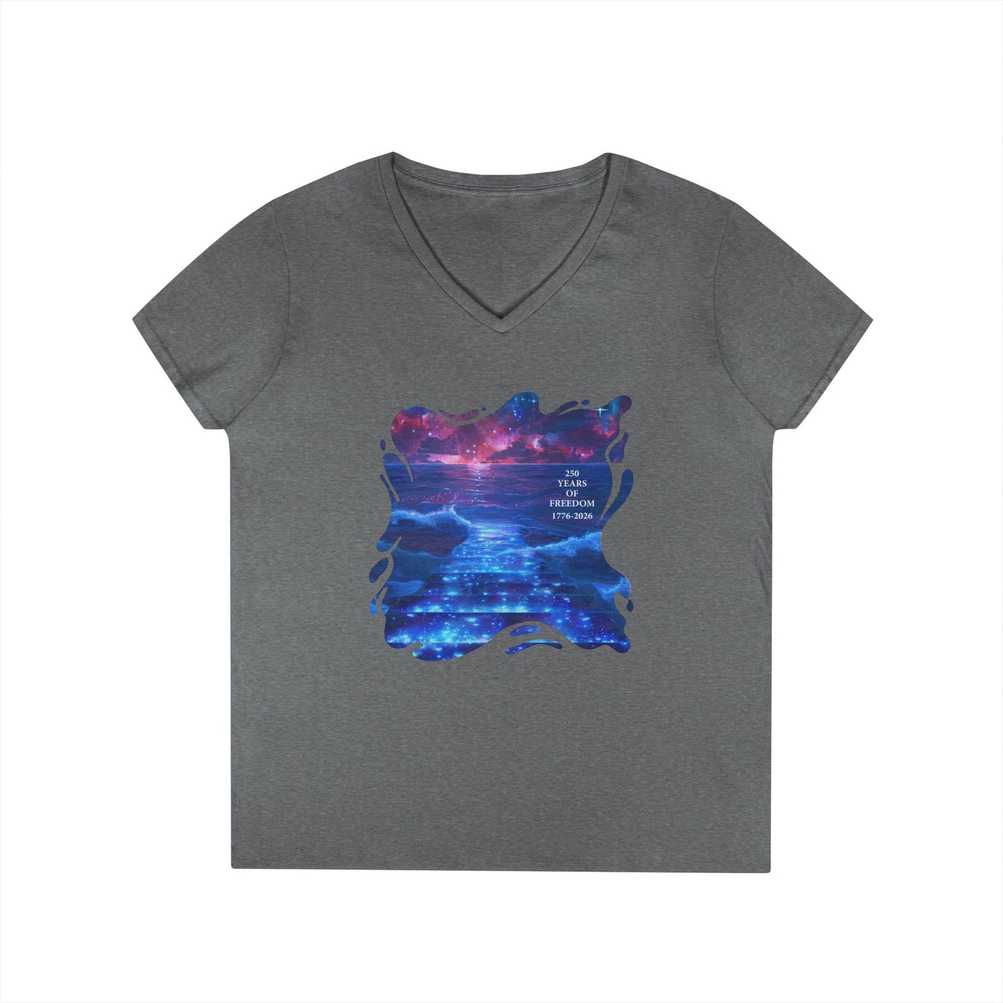250 Years of Freedom 1776-2026 Independence Day USA Women's V-Neck Tee