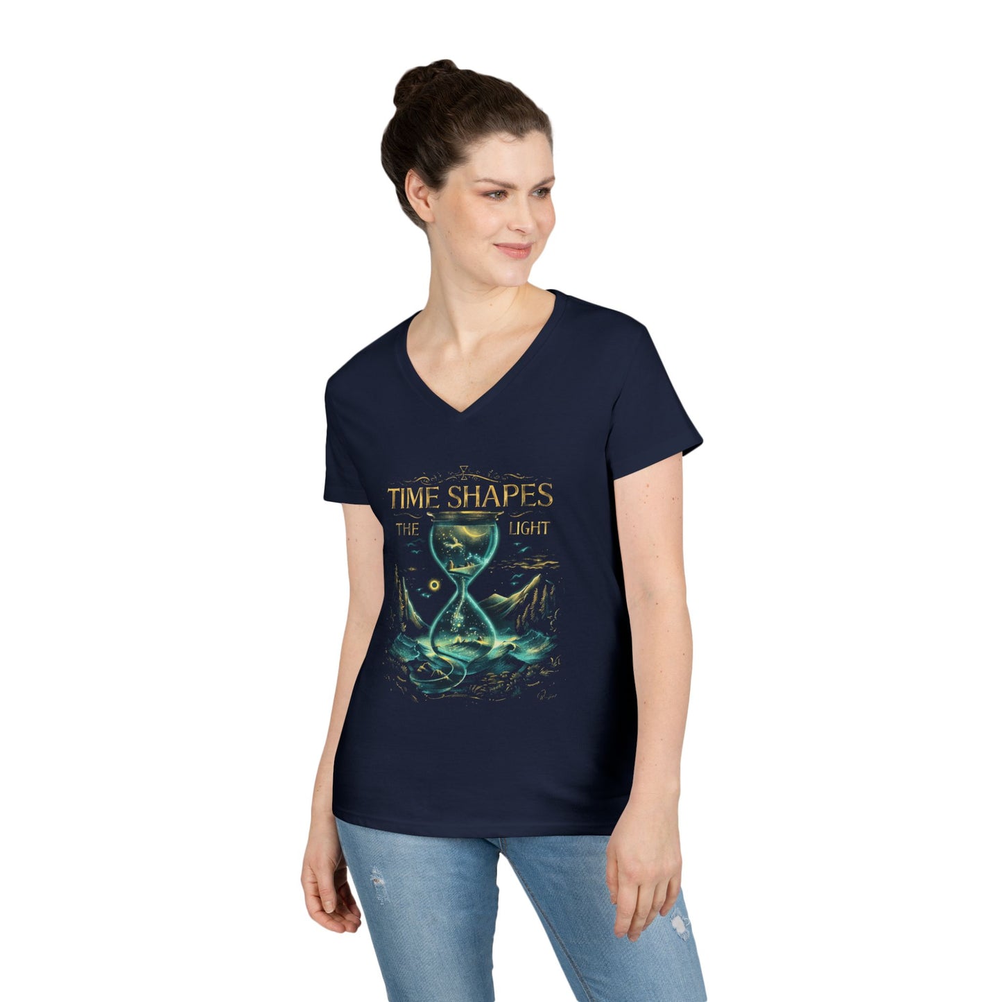 Time Shapes The Light Women's V-Neck Tee