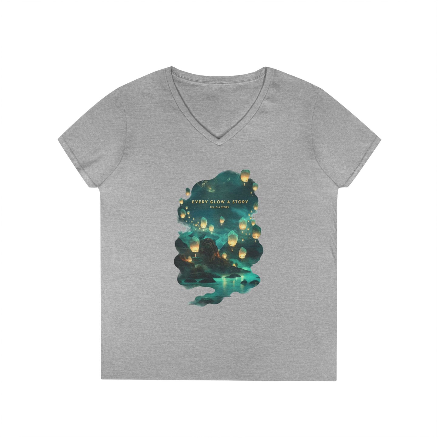 Every Glow a Story Tells a Story Women's V-Neck Tee