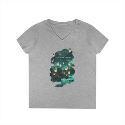 Every Glow a Story Tells a Story Women's V-Neck Tee
