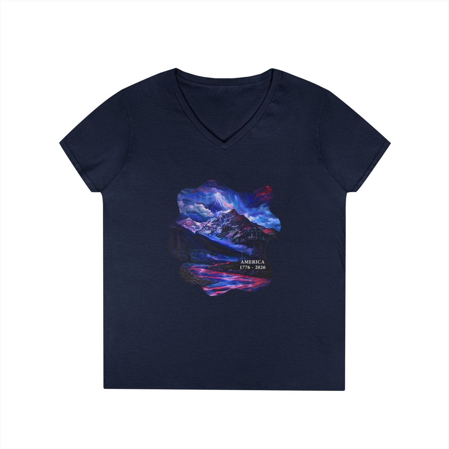 America 1776-2026 Independence Day USA Women's V-Neck Tee