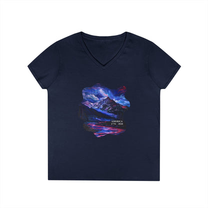 America 1776-2026 Independence Day USA Women's V-Neck Tee
