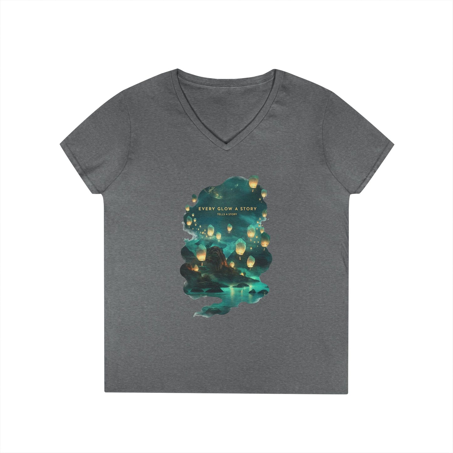 Every Glow a Story Tells a Story Women's V-Neck Tee
