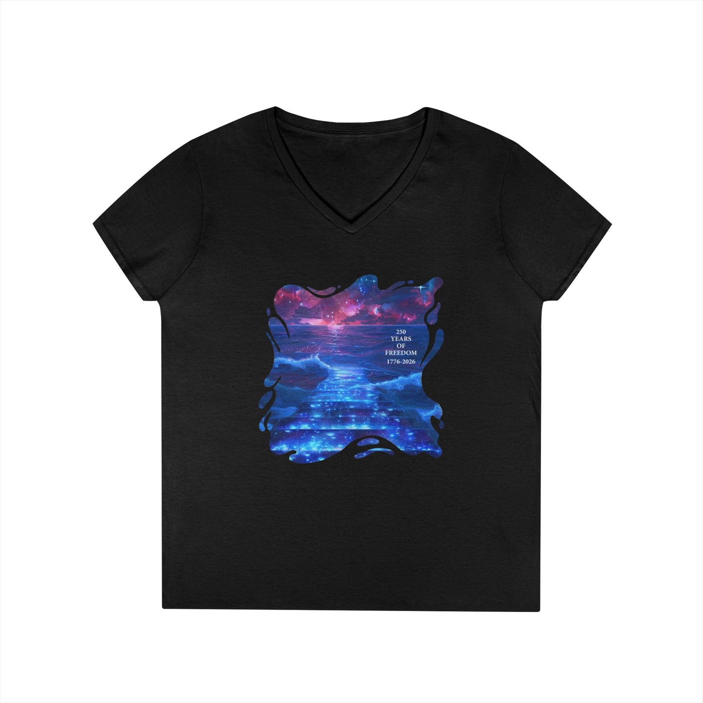 250 Years of Freedom 1776-2026 Independence Day USA Women's V-Neck Tee