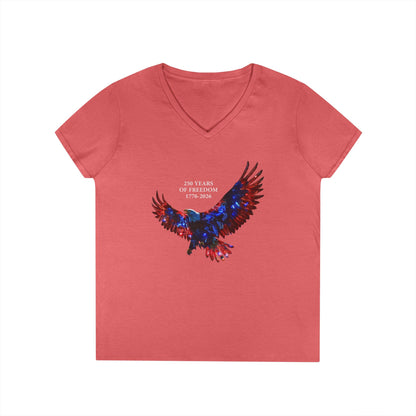 250 Years of Freedom 1776-2026 Independence Day USA Women's V-Neck Tee