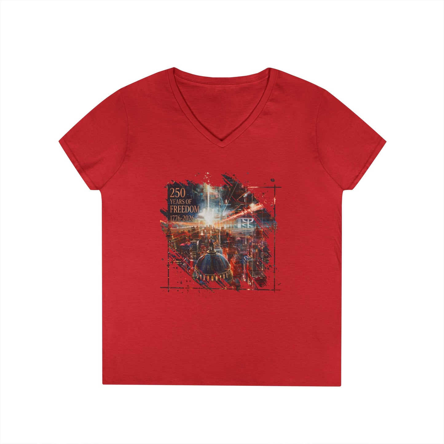 250 Years of Freedom 1776-2026 Independence Day USA Women's V-Neck Tee