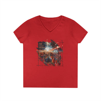 250 Years of Freedom 1776-2026 Independence Day USA Women's V-Neck Tee
