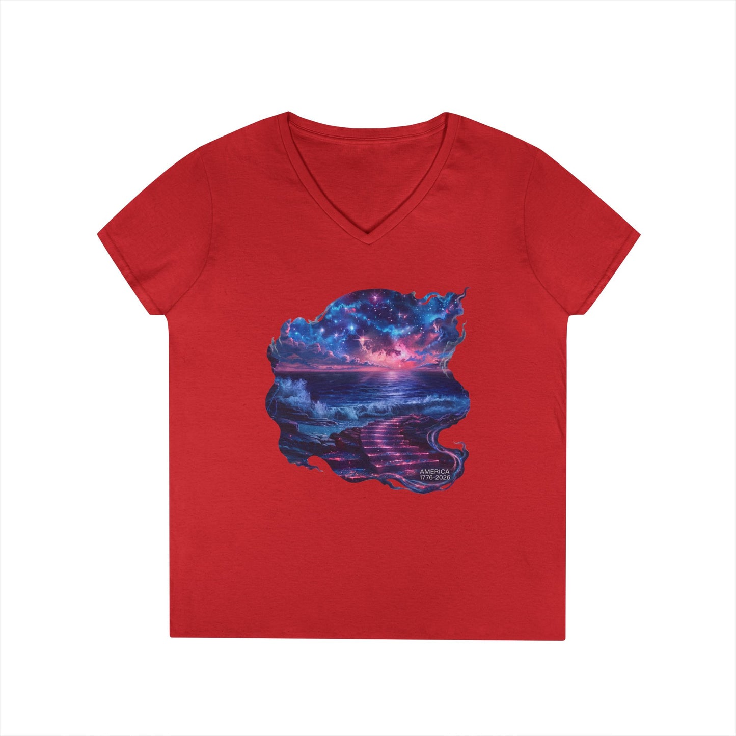 America 1776-2026 Independence Day USA Women's V-Neck Tee