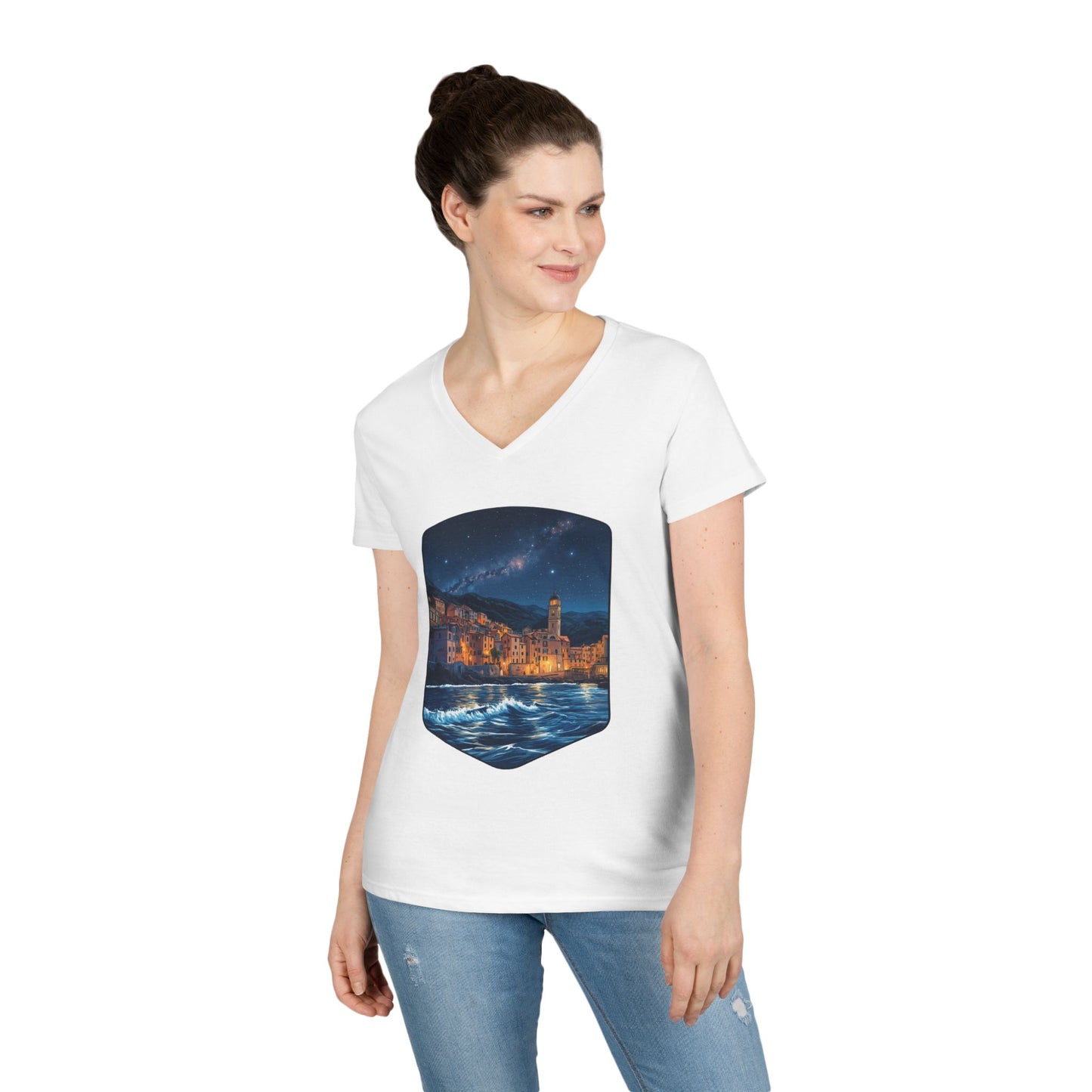 The Lightening City At The Coast Women's V-Neck Tee