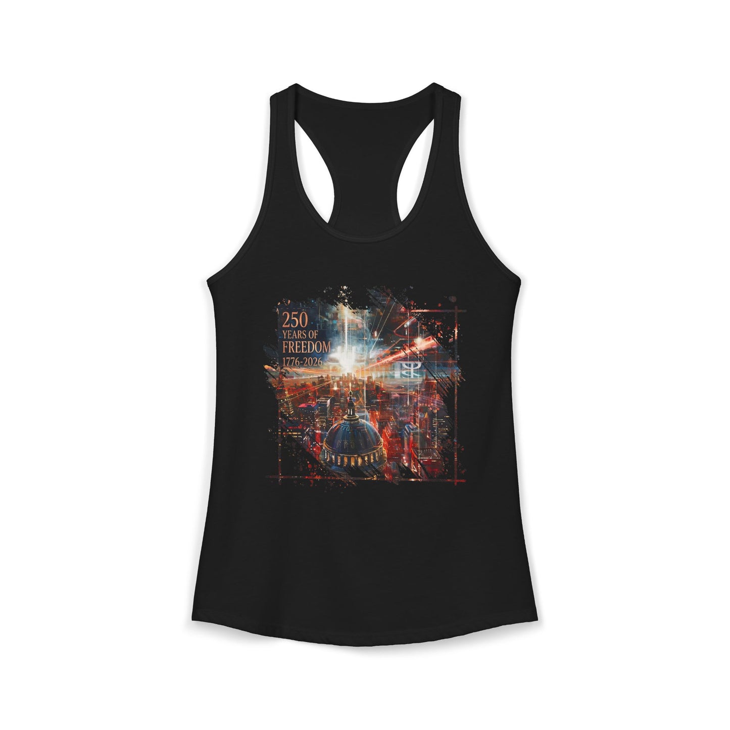 250 Years of Freedom 1776-2026 Independence Day USA Women's Ideal Racerback Tank