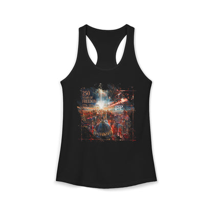 250 Years of Freedom 1776-2026 Independence Day USA Women's Ideal Racerback Tank