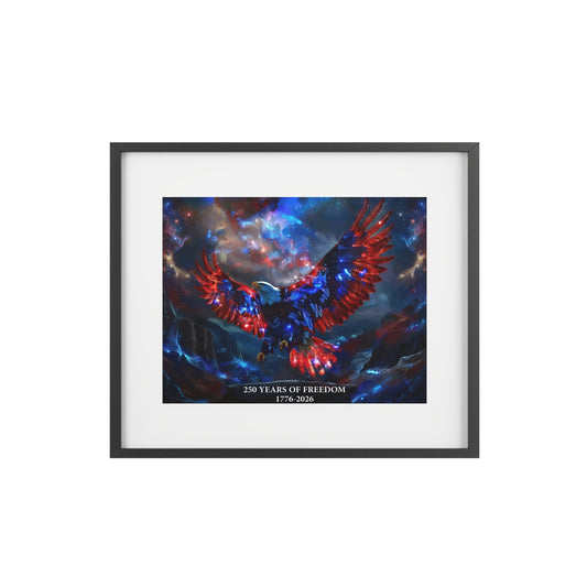Patriotic Eagle Framed Poster — "250 Years of Freedom 1776–2026" Framed Wall Poster