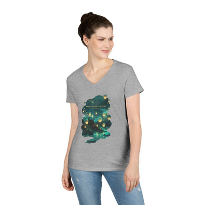 Every Glow a Story Tells a Story Women's V-Neck Tee
