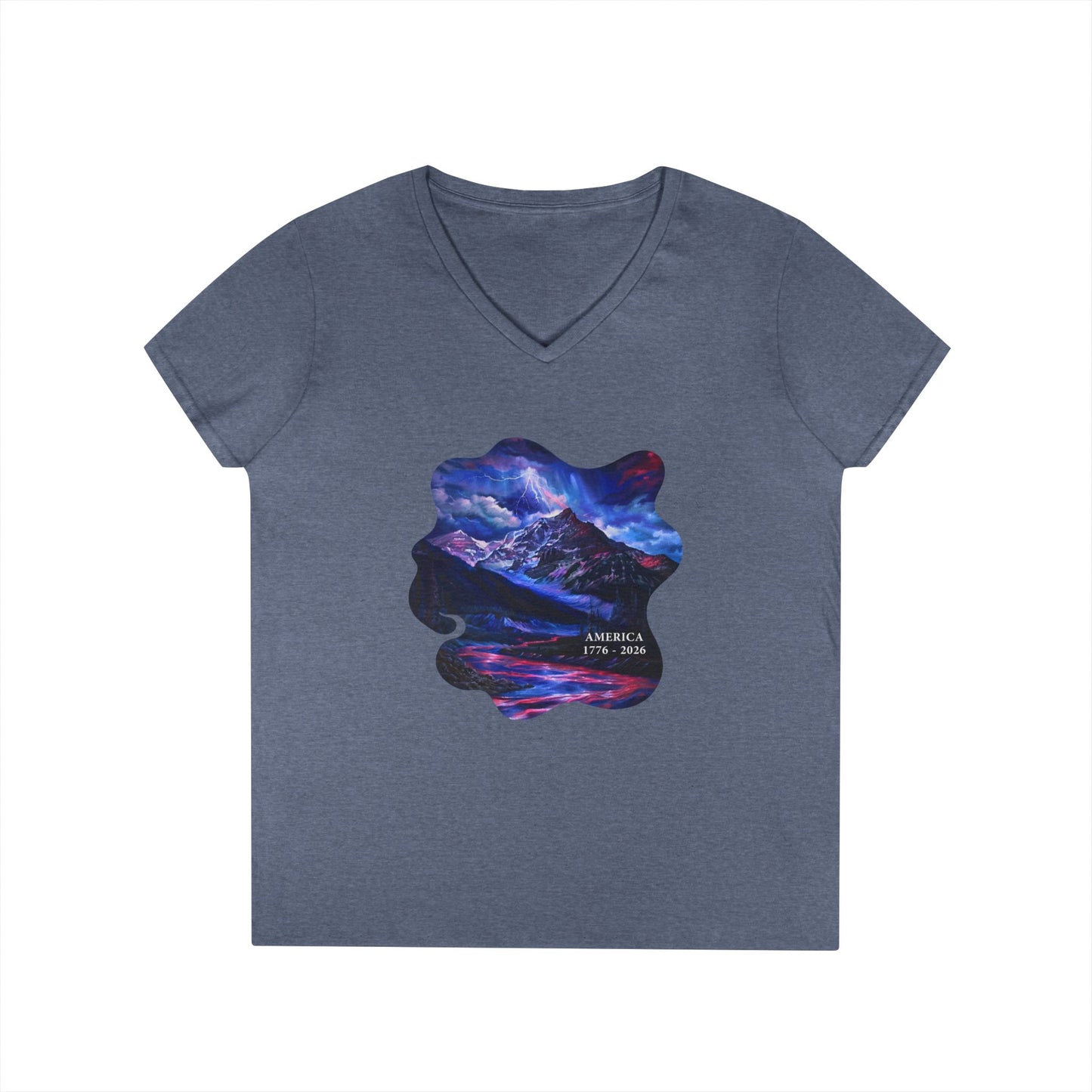 America 1776-2026 Independence Day USA Women's V-Neck Tee