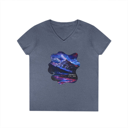 America 1776-2026 Independence Day USA Women's V-Neck Tee
