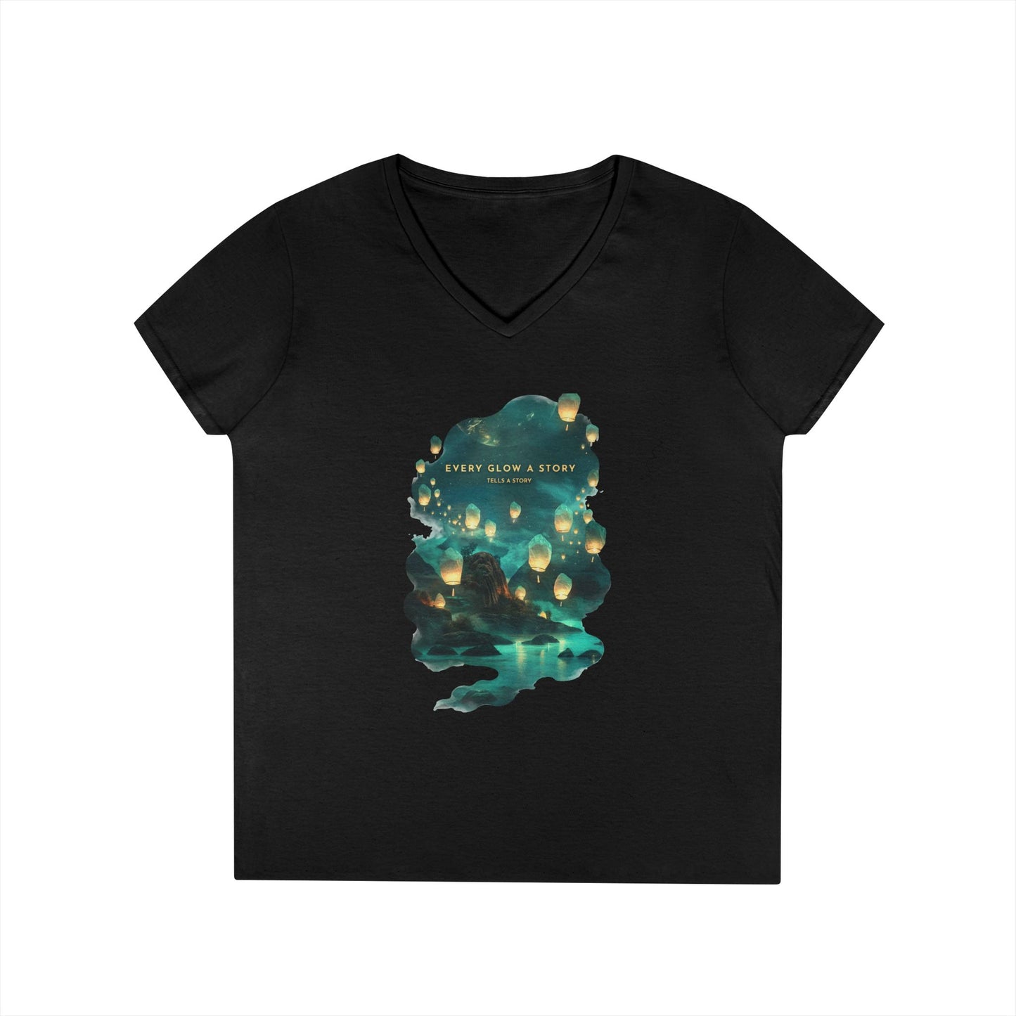 Every Glow a Story Tells a Story Women's V-Neck Tee
