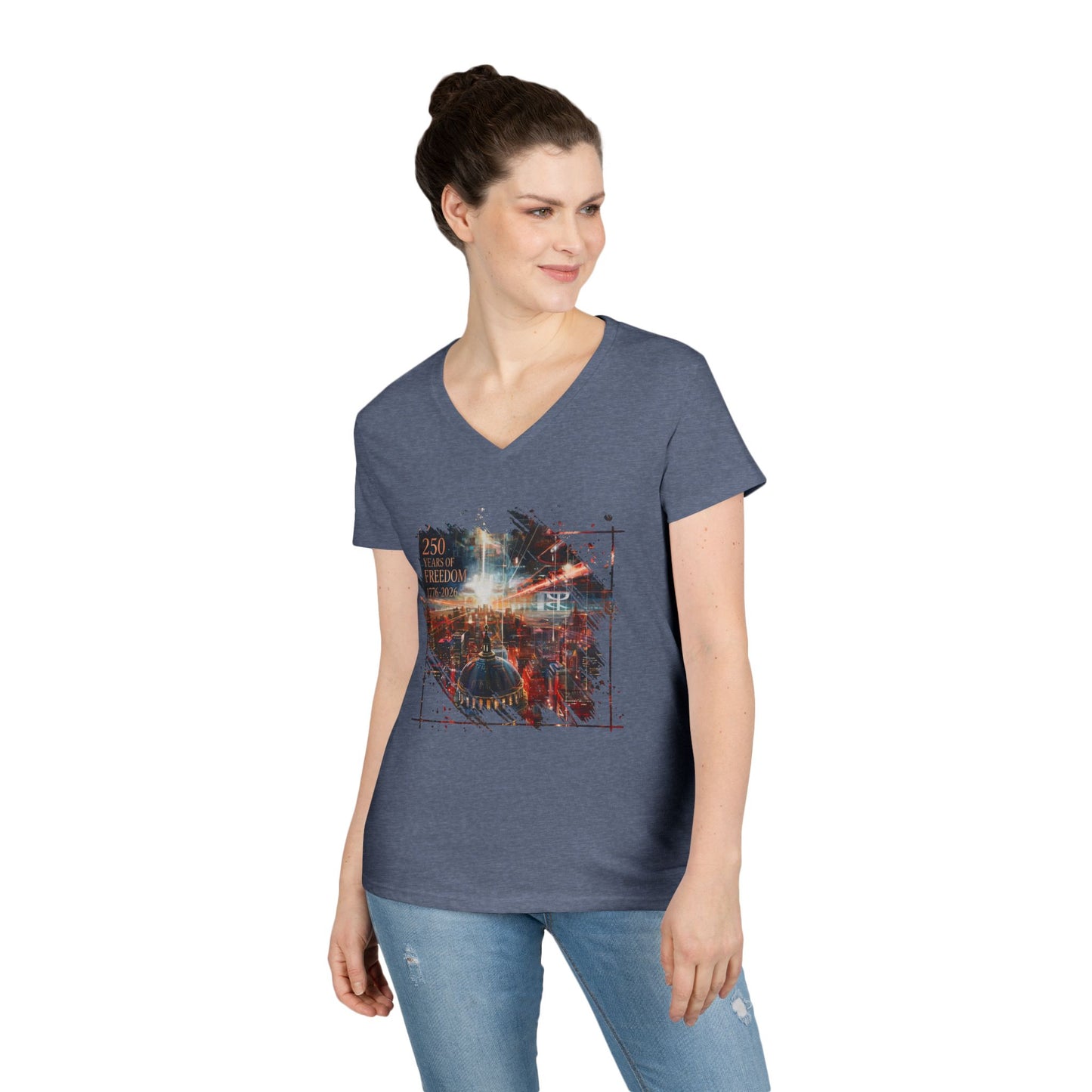 250 Years of Freedom 1776-2026 Independence Day USA Women's V-Neck Tee