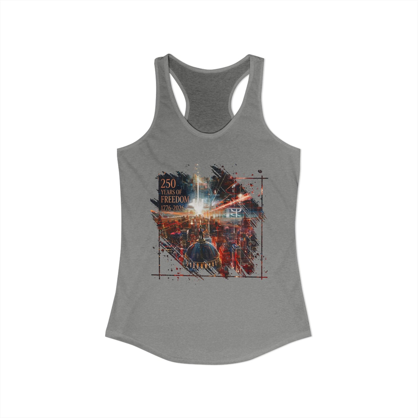 250 Years of Freedom 1776-2026 Independence Day USA Women's Ideal Racerback Tank
