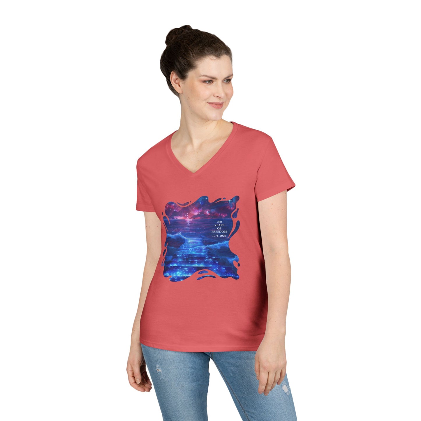 250 Years of Freedom 1776-2026 Independence Day USA Women's V-Neck Tee