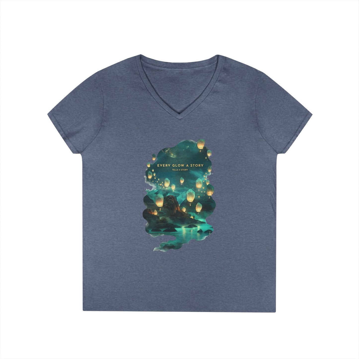 Every Glow a Story Tells a Story Women's V-Neck Tee
