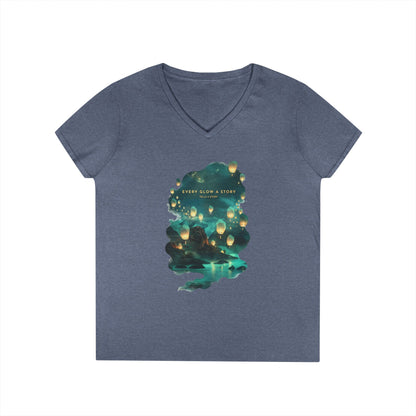 Every Glow a Story Tells a Story Women's V-Neck Tee