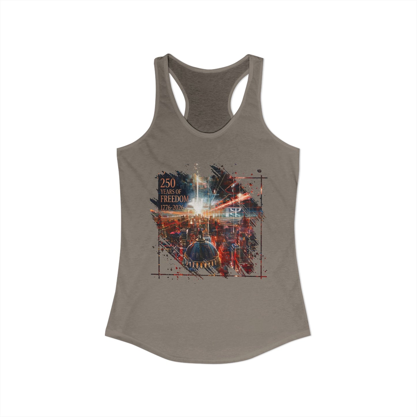 250 Years of Freedom 1776-2026 Independence Day USA Women's Ideal Racerback Tank