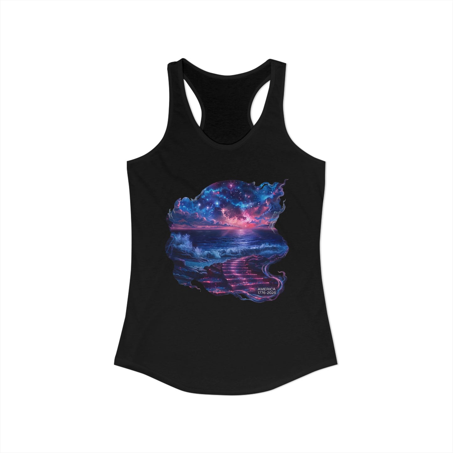 250 Years of Freedom 1776-2026 Independence Day USA Women's Ideal Racerback Tank
