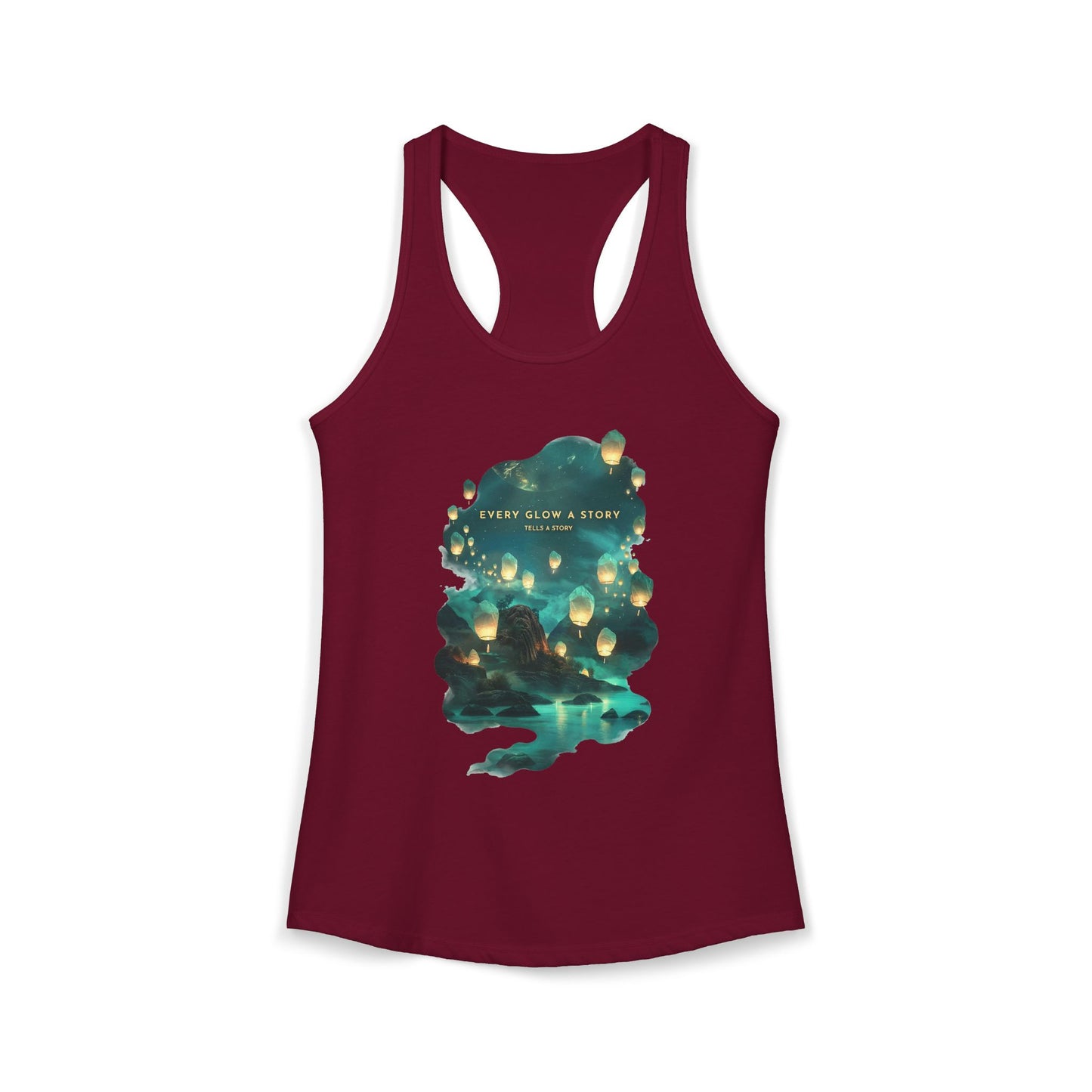 Every Glow a Story Tells a Story Women's Ideal Racerback Tank
