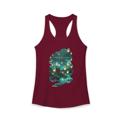 Every Glow a Story Tells a Story Women's Ideal Racerback Tank