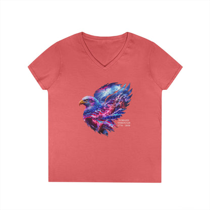 Forged Through 1776-2026 Independence Day USA Women's V-Neck Tee